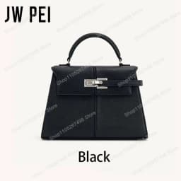 JW PEI Elise Women's Genuine Leather Top Handle Bag Trapezoid Satchel Crossbody Purse Elegant Shoulder Handbag Quiet Luxury Designer Style