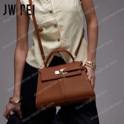 JW PEI Elise Women's Genuine Leather Top Handle Bag Trapezoid Satchel Crossbody Purse Elegant Shoulder Handbag Quiet Luxury Designer Style