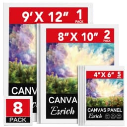 es for Painting Painting with 9x12, 8x10, 4x6, Canvas Panels for Oil Paint, Watercolor, Acrylic Paint, Gouache and Tempera