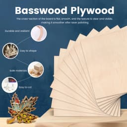 50Pcs Basswood Sheets 3mm Thick 30x30cm Plywood Board for Wood DIY Home Decor, Square Blank Wooden Plywood Panels for Engraving