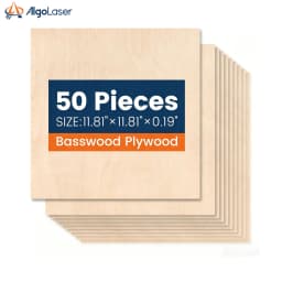 50Pcs Basswood Sheets 3mm Thick 30x30cm Plywood Board for Wood DIY Home Decor, Square Blank Wooden Plywood Panels for Engraving