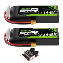OVONIC 3S 100C 2200mAh 11.1V Lipo Battery with Dean Connector & Lipo Voltage Checker for RC Airplane Small to Medium-Sized Aircraft