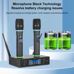 NXG S600 Professional Wireless Charging Wireless Microphone Receiver Set,Integrated Charging & Storage Base, High Fidelity Clear Vocal Sound, UHF Long Range Transmission, For Karaoke Singing, Speeches & Live Events