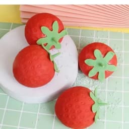 Realistic Simulation Strawberry Squishy Squeeze Toy Soft TPR Satisfying Pinch Sound Stress Relief Fruit Vent Ball Portable Anti-Anxiety Fidget Toy For Kids Adults Office Desk Gift