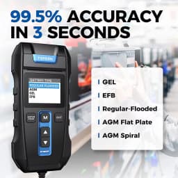 TOPDON BT300P Battery Tester with Printing 12V Digital Charging Cranking Test Tools for Car Auto Analyzer Vehicle 100-2000CCA