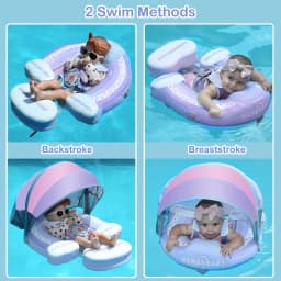 Mambobaby Float Feels Ultra-Secure Safe Air-Free Core ST:  Rainbow 3-24 Month B503-50-W-Z Air-Free Chest Float with Sunshade Canopy  Baby Swimming Ring Toddler Pool Float Infant Swim Circle Infant Fiber Ring 1Years Boy Girl