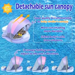 Mambobaby Float Feels Ultra-Secure Safe Air-Free Core ST:  Rainbow 3-24 Month B503-50-W-Z Air-Free Chest Float with Sunshade Canopy  Baby Swimming Ring Toddler Pool Float Infant Swim Circle Infant Fiber Ring 1Years Boy Girl