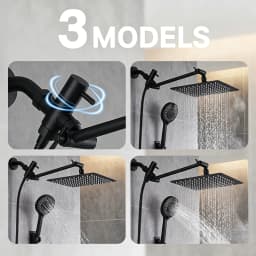 Stainless Steel 8 Inch Overhead Showerhead 7 Modes With Extension Arm Multi-function Hand Shower Wall Mounted Showerhead Set