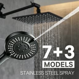 Stainless Steel 8 Inch Overhead Showerhead 7 Modes With Extension Arm Multi-function Hand Shower Wall Mounted Showerhead Set