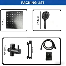 Stainless Steel 8 Inch Overhead Showerhead 7 Modes With Extension Arm Multi-function Hand Shower Wall Mounted Showerhead Set
