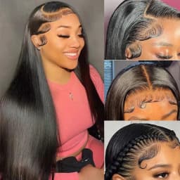 30 40 46 Inches 7x6 360 Full Lace Front Wig Bone Straight Human Hair Brazilian Pre Plucked 13x6 HD Transparent Lace Frontal Wigs For Black Women
