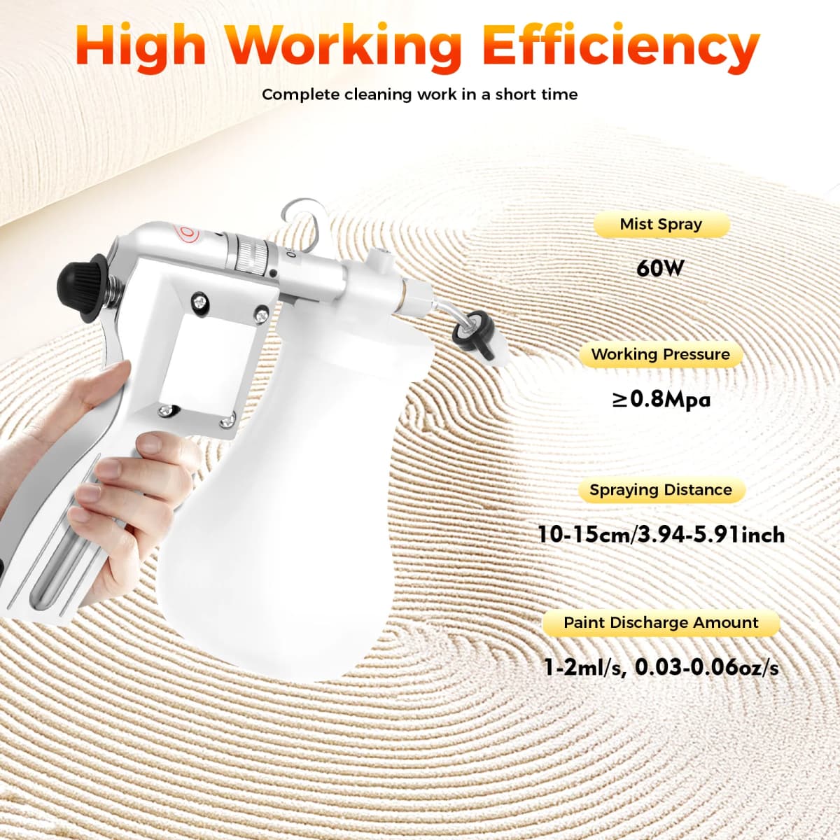 110V 60W Textile Spot Cleaning Gun Decontamination Tool Elbow Nozzle High-efficiency Spot Removal Tool 0.65L/21.9oz Watering Pot Capacity
