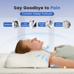 JHK King Size Ergonomic Memory Foam Bed Pillow with Cooling Pillowcase Cervical Contour Pillows For Back Stomach Sleepers