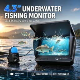 Night Vision & Depth Finder Underwater Fishing Camera Portable Monitor HD Video Recording Fish Finder for Ice Lake Sea Boat Kayak Anglers