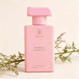 Oakcha Sweet Addict Extrait de Parfum For Women Luscious Sweet Fruity Milky Vanilla Warm Gourmand Aroma Long Lasting Matte Bubblegum Pink Square Bottle With Minimal Embossed Logo Daily Casual Dating Presen