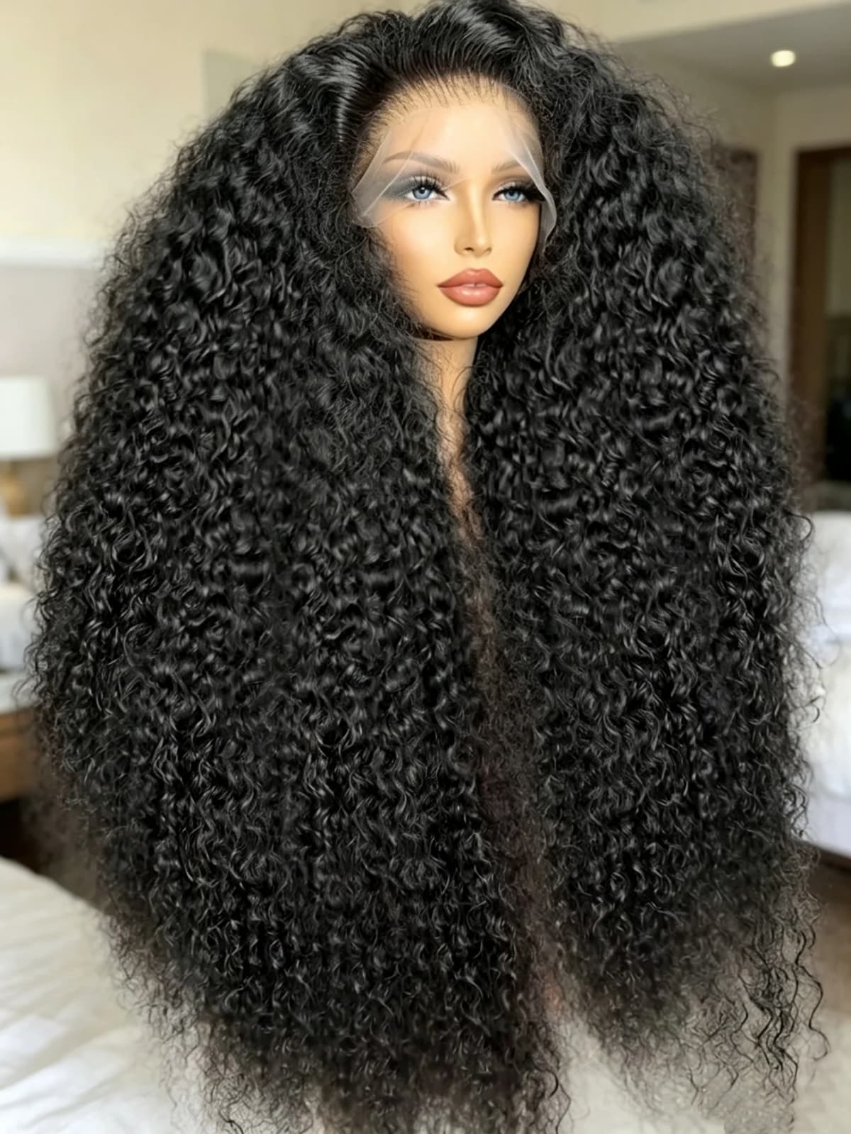 250% Density Curly Lace Front Wigs Human Hair Pre Plucked Curly Human Hair For Women 13x4 HD Transparent Deep Curly Glueless Human Hair Wig Pre Plucked With Baby Hair Natural Color Wear Beginner Friendly Soft and Health For Cosplay Party Gifts