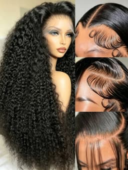250% Density Curly Lace Front Wigs Human Hair Pre Plucked Curly Human Hair For Women 13x4 HD Transparent Deep Curly Glueless Human Hair Wig Pre Plucked With Baby Hair Natural Color Wear Beginner Friendly Soft and Health For Cosplay Party Gifts