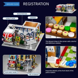 Town Police Station with 6 Figures Modular Buildings Blocks City Center Street View Apartment Store Architecture Brick Model Kit Boys Toy Adults Kid Gift 3111PCS