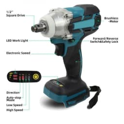520N.M Torque Brushless Electric Impact Wrench 1/2 inch Cordless Electric Wrench Screwdriver Power Tool for Makita 18V Battery Pin