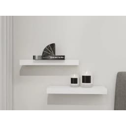 White Floating Shelves Set of 2 Natural Wood Wall Shelves 16.5 Inch Rustic Home Decor Storage Shelf for Living Room Kitchen Bathroom