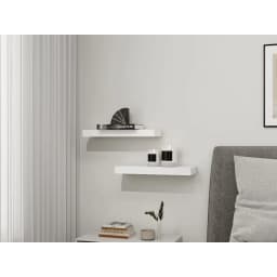 White Floating Shelves Set of 2 Natural Wood Wall Shelves 16.5 Inch Rustic Home Decor Storage Shelf for Living Room Kitchen Bathroom