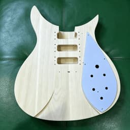 US Warehouse Unfinished Unique Offset Electric Guitar DIY Kit Basswood Blank Body & Neck SSS Single Coil Cavity Bigsby Tremolo System Full Complete Hardware Wiring Set Free Shipping