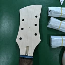 US Warehouse Unfinished Unique Offset Electric Guitar DIY Kit Basswood Blank Body & Neck SSS Single Coil Cavity Bigsby Tremolo System Full Complete Hardware Wiring Set Free Shipping