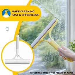 3 in 1 Integrated Window Squeegee with Spray Bottle Multifunctional Handheld Glass Cleaning Tool with Microfiber Scrubber and Silicone Blade Refillable Window Cleaner for Mirrors Shower Doors Tiles Car Windows Multiple Colors Available Blue Yellow White