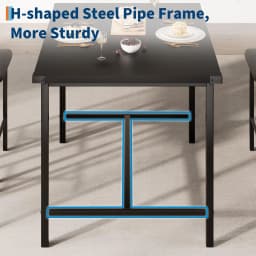Dining Table Set With 2 Stools PB Board Metal Frame Counter Height Dining Furniture With Footrest Support Compact Space Design For Kitchen Apartment Small Dining Area Black