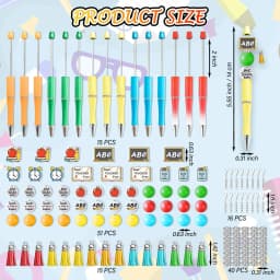 Teacher Beadable Pens Craft - 15 Set Teacher Day Appreciation Gift, DIY Thank You Teach Beaded Pen Making Kit with Beads Bulk, Make Your Own Wood Beading Ballpoint for Student Classroom Party