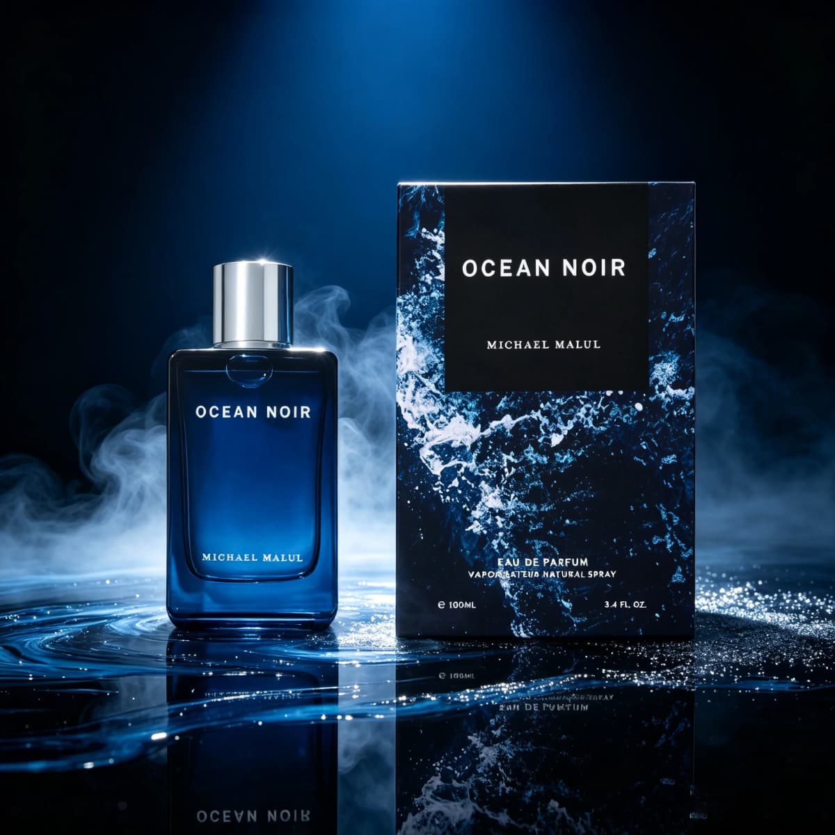 Michael Malul Ocean Noir Eau de Parfum Spray for Men – Fresh Aquatic, Dark Marine & Woody Aromatic Scent, Long-Lasting Fragrance, Perfect Gift, 100 ml / 3.4 fl oz
