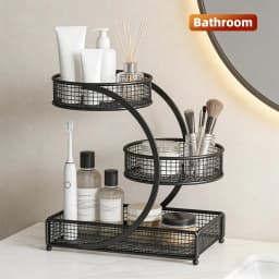 3 Layer Extra Large Cosmetic Storage Rack Polished Metal No Assembly Required for Bathroom Countertop Dressing Table Vanity