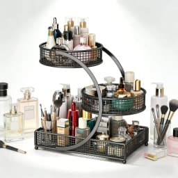 3 Layer Extra Large Cosmetic Storage Rack Polished Metal No Assembly Required for Bathroom Countertop Dressing Table Vanity
