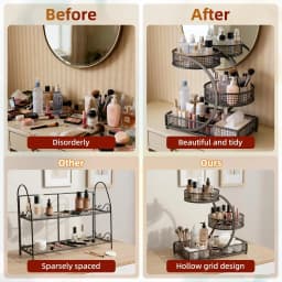 3 Layer Extra Large Cosmetic Storage Rack Polished Metal No Assembly Required for Bathroom Countertop Dressing Table Vanity