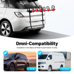 Universal Trunk Bike Rack 3 Bicycles, Carbon Steel Bicycle Carrier for Car Trunk SUV, Foldable Bike Holder with Safety Buckle