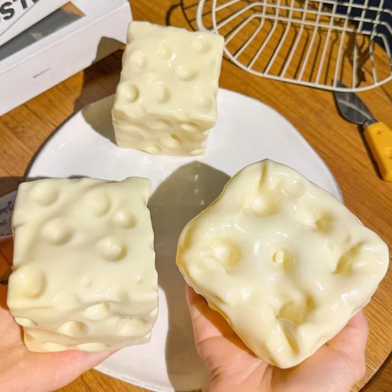 Taba Squishy Cheese Cube Stress Ball Shapeable Squeeze Ball Non Rebound Sensory Fidget Toys for Kids and Adults Relaxing Gifts