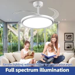 42-Inch Smart Retractable Ceiling Fan Light Breathtaking Lighting Effects, Full-Color RGB Dimming Strip with Memory Function, Bluetooth Speaker, and Convenient Control via App or Remote. Features a 6-Speed Reversible Fan for Quiet