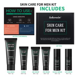 Lakerain Men Skin Care Set Long-lasting Hydration Oil Control Deep Cleaning Face SPF20 Non-greasy Refreshing Skin Care Kit