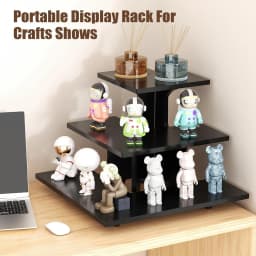 3 Tier Retail Table Display Stand for Vendors & Events - Portable PVC Riser Shelves for Farmers Market, Craft Shows, Cupcakes, Candles & Jewelry (Black)