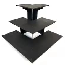 3 Tier Retail Table Display Stand for Vendors & Events - Portable PVC Riser Shelves for Farmers Market, Craft Shows, Cupcakes, Candles & Jewelry (Black)
