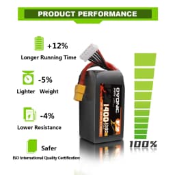 Ovonic 6S 1400mAh 130C LiPo Battery Pack XT60 for 5–6 Inch FPV Racing, Freestyle & Cinewhoop Drones 4 Pack 2 Pack