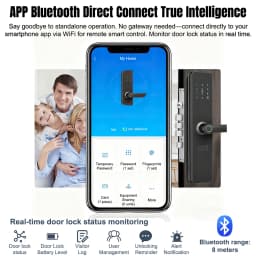 Upgraded Bluetooth Biometric Fingerprint Smart Door Lock Keyless Entry Keypad Password Deadbolt Fit 60mm Door Thickness Home Security Electronic Lock