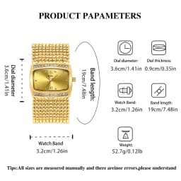 YaLaLuSi Multi Strand Gold Bead Mesh Ladies Watch Rectangle Crystal Bezel Black Dial Luxury Women Quartz Wristwatch Gift