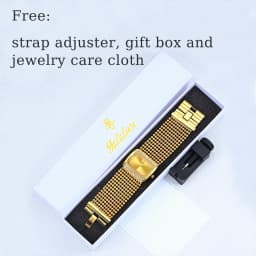 YaLaLuSi Multi Strand Gold Bead Mesh Ladies Watch Rectangle Crystal Bezel Black Dial Luxury Women Quartz Wristwatch Gift