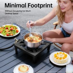 8000W High Power Camping Stove, Single Burner Cast Iron Portable Gas Cooker with Regulator Hose, for Outdoor Picnic BBQ RV