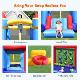 Inflatable Bounce House Castle Slide Bouncer Kids Basketball Hoop Without Blower
