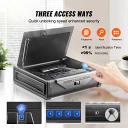 SucceBuy Gun Safe Q235 Steel Pistol Safe 3-Way Quick Access Firearm Case Gun Box Advanced Biometric Technology Travel Gun Safe