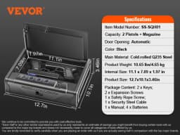 SucceBuy Gun Safe Q235 Steel Pistol Safe 3-Way Quick Access Firearm Case Gun Box Advanced Biometric Technology Travel Gun Safe