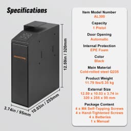 SucceBuy Gun Safe Q235 Steel Pistol Safe 3-Way Quick Access Firearm Case Gun Box Advanced Biometric Technology Travel Gun Safe