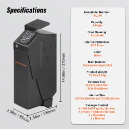SucceBuy Gun Safe Q235 Steel Pistol Safe 3-Way Quick Access Firearm Case Gun Box Advanced Biometric Technology Travel Gun Safe